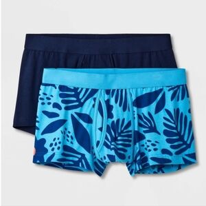 Men 2 Pack Trunks Cotton Spandex - Blues - L